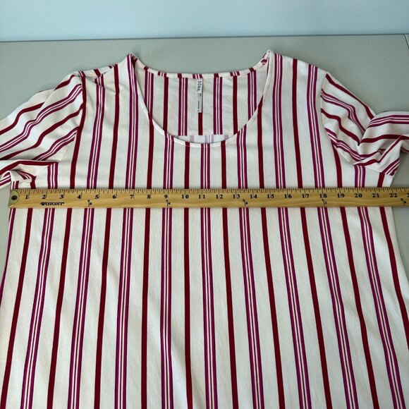 Soma Cool Nights Sleepshirt XL Red Cream Long Sleeve Striped - Picture 5 of 12